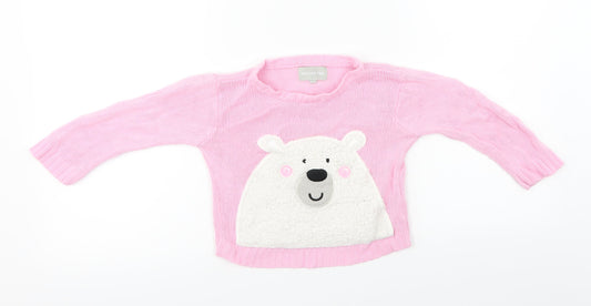 festive fun Girls Pink Pullover Jumper Size 12-18 Months