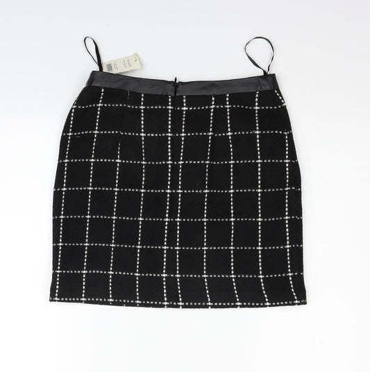 George Womens Black Check Flare Skirt Size 8