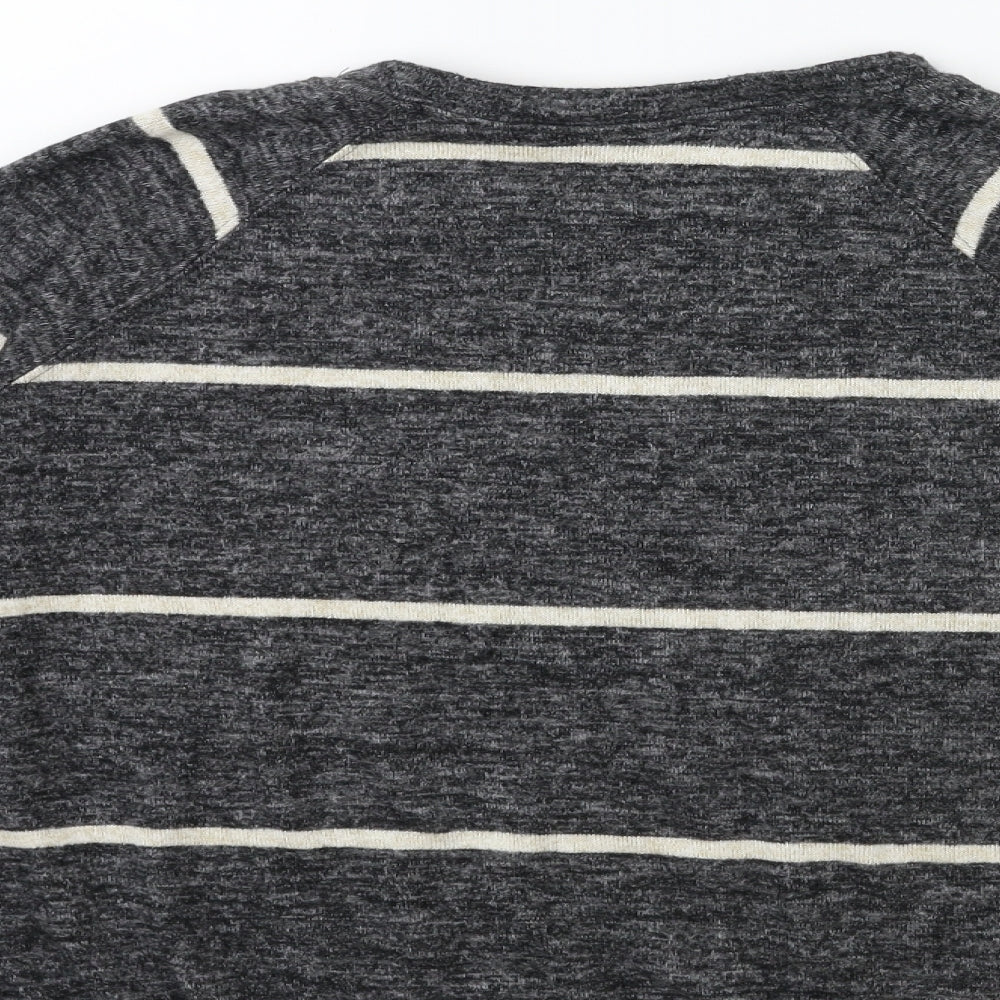 H&M Womens Grey Striped Knit Pullover Jumper Size XS