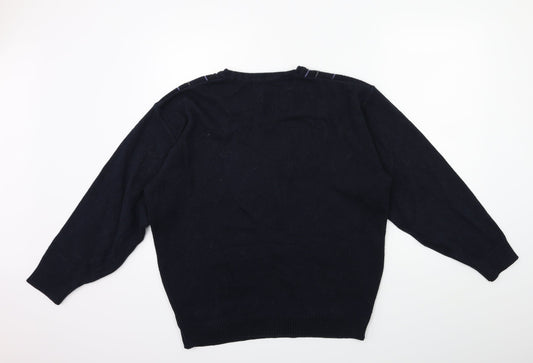 Carson Mens Blue Knit Pullover Jumper Size M