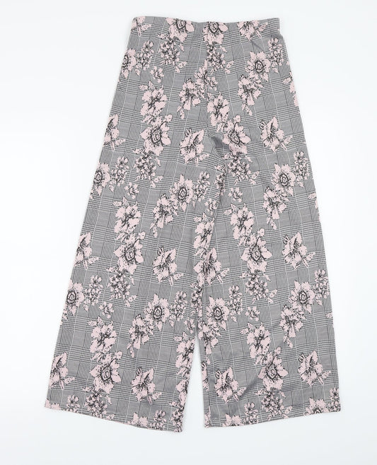 Primark Womens Grey Floral Trousers Size 10 L23 in