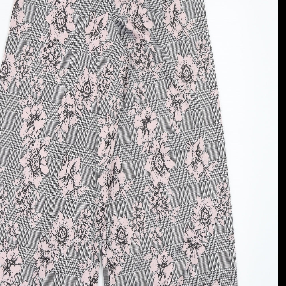 Primark Womens Grey Floral Trousers Size 10 L23 in
