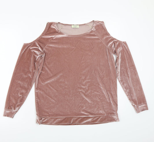 Womens UK Size 10 Papaya Pink Basic T-Shirt