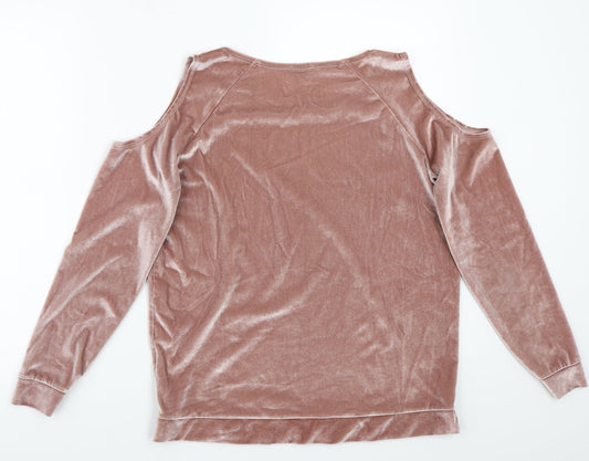 Womens UK Size 10 Papaya Pink Basic T-Shirt
