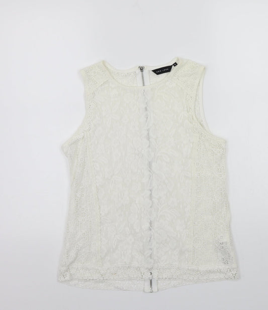 Womens UK Size 8 Newlook Ivory Basic T-Shirt