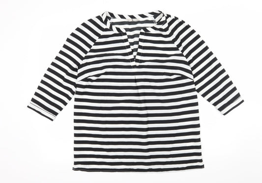Tu Womens Black Striped Basic Blouse Size 12