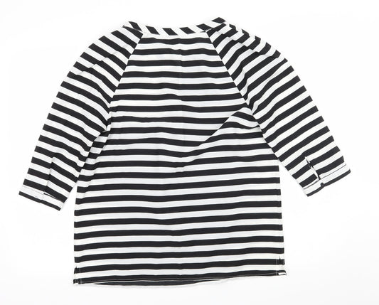TU Womens Black Striped Basic Blouse Size 12