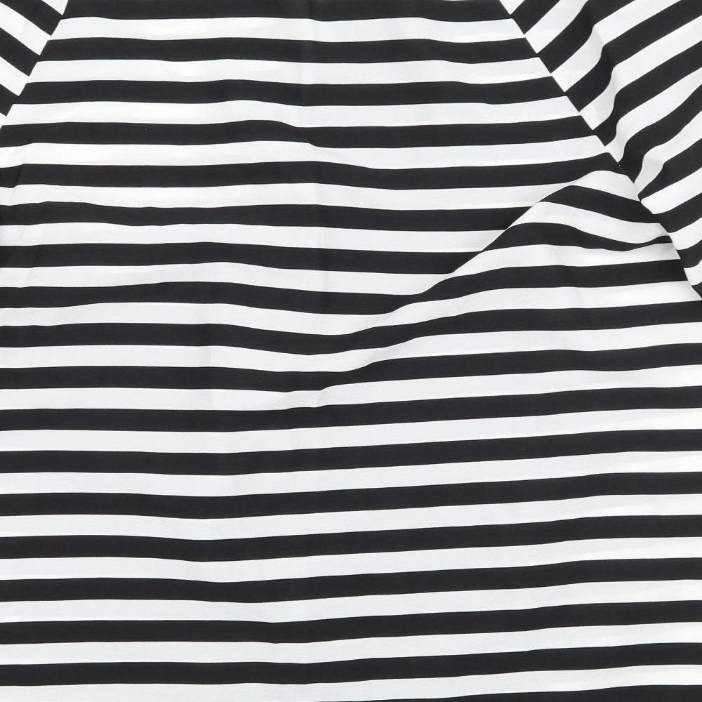 TU Womens Black Striped Basic Blouse Size 12