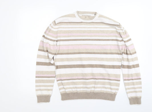 River Island Womens Beige Striped Knit Pullover Jumper Size M