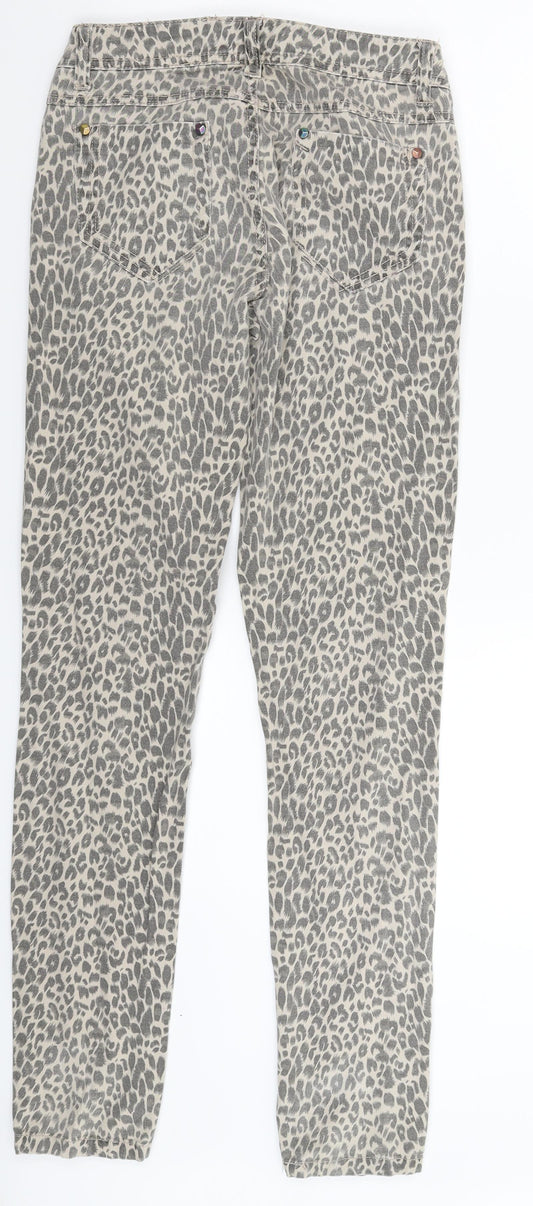 Denim & Co. Womens Beige Animal Print Denim Jegging Jeans Size 8 L31 in