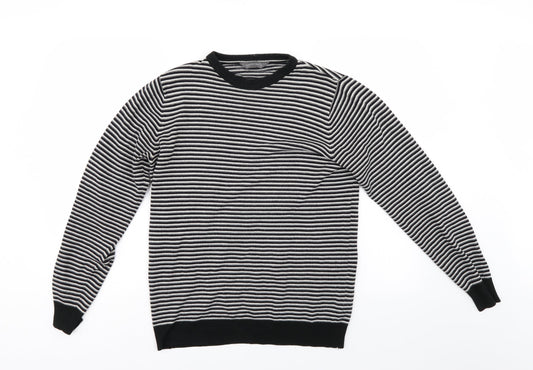 Cedar Wood State Womens Black Striped Pullover Jumper Size S
