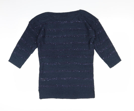 BM Womens Blue Pullover Jumper Size S