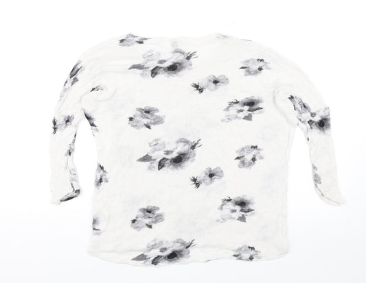 Divided Womens White Floral Basic Blouse Size S