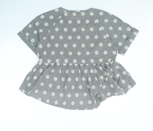 Shein Womens Black Check Basic Blouse Size XL