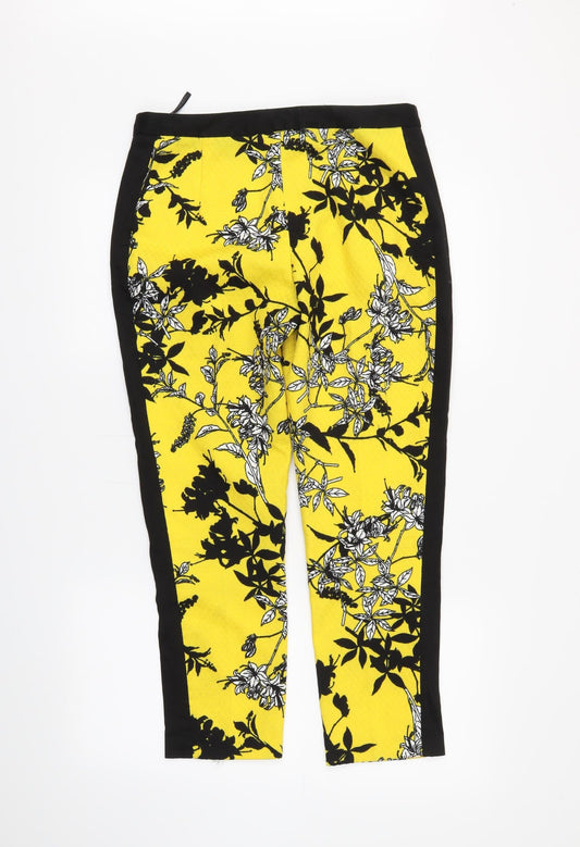 Atmosphere Womens Yellow Floral Trousers Size 10 L23 in