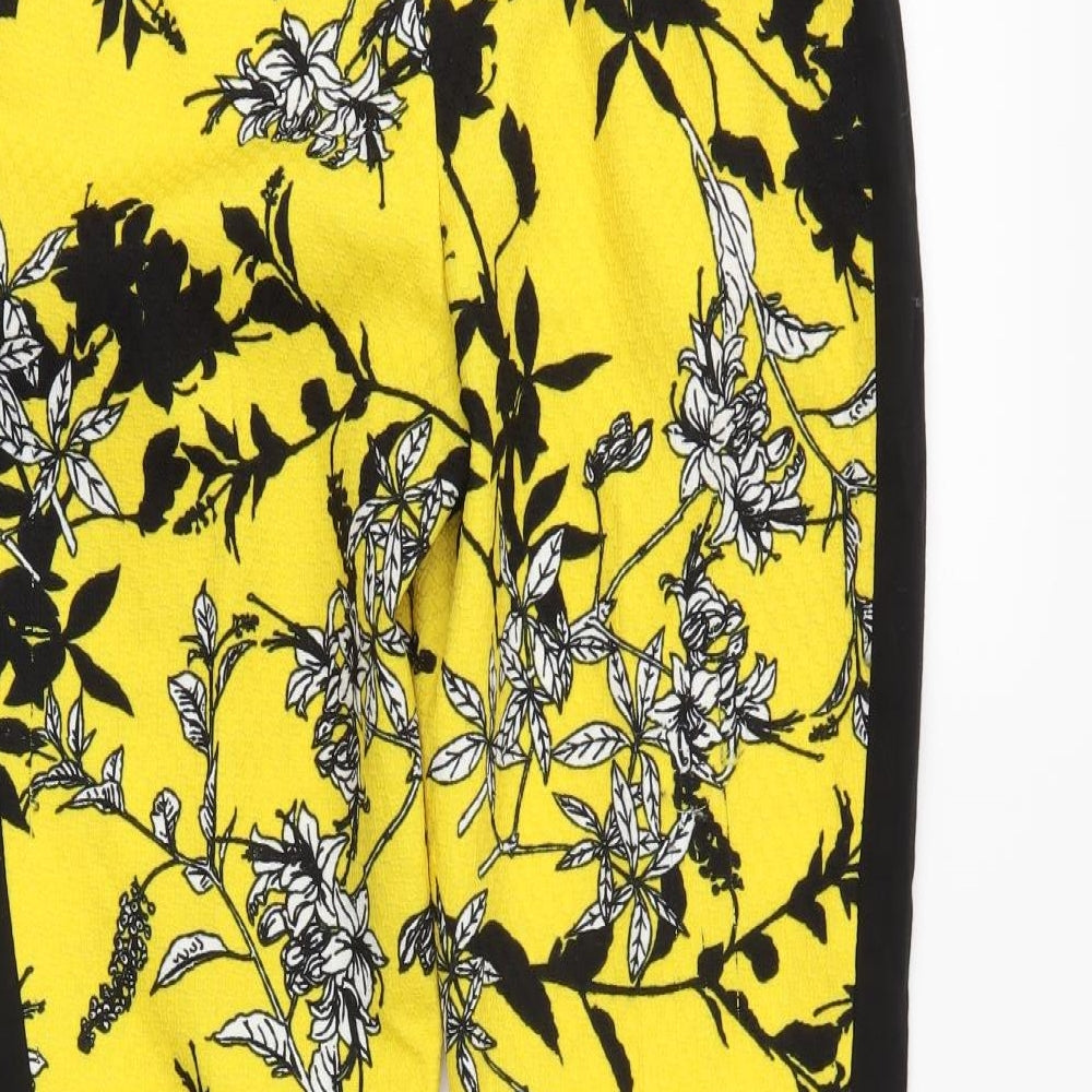 Atmosphere Womens Yellow Floral Trousers Size 10 L23 in