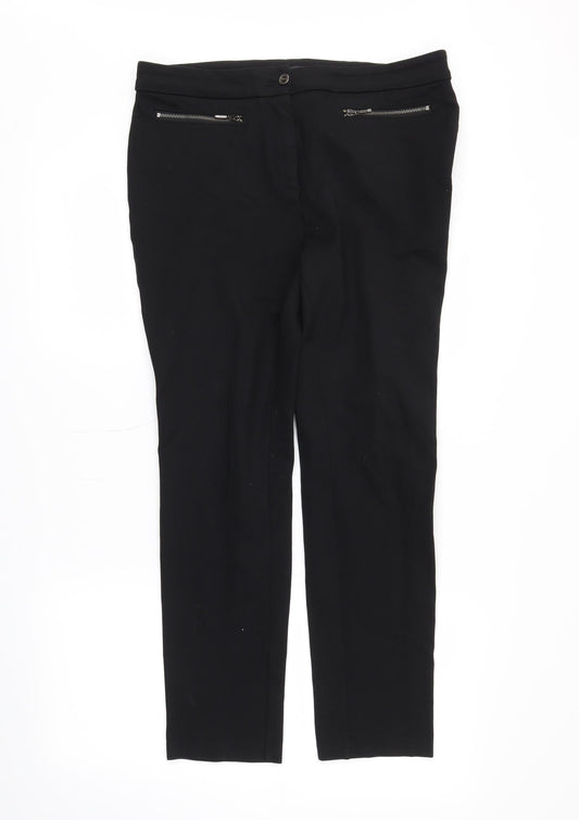 Womens UK Size 12 M&S Regular Fit Black Trousers