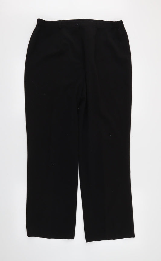 Womens UK Size 14 BASSINI Regular Fit Black Trousers