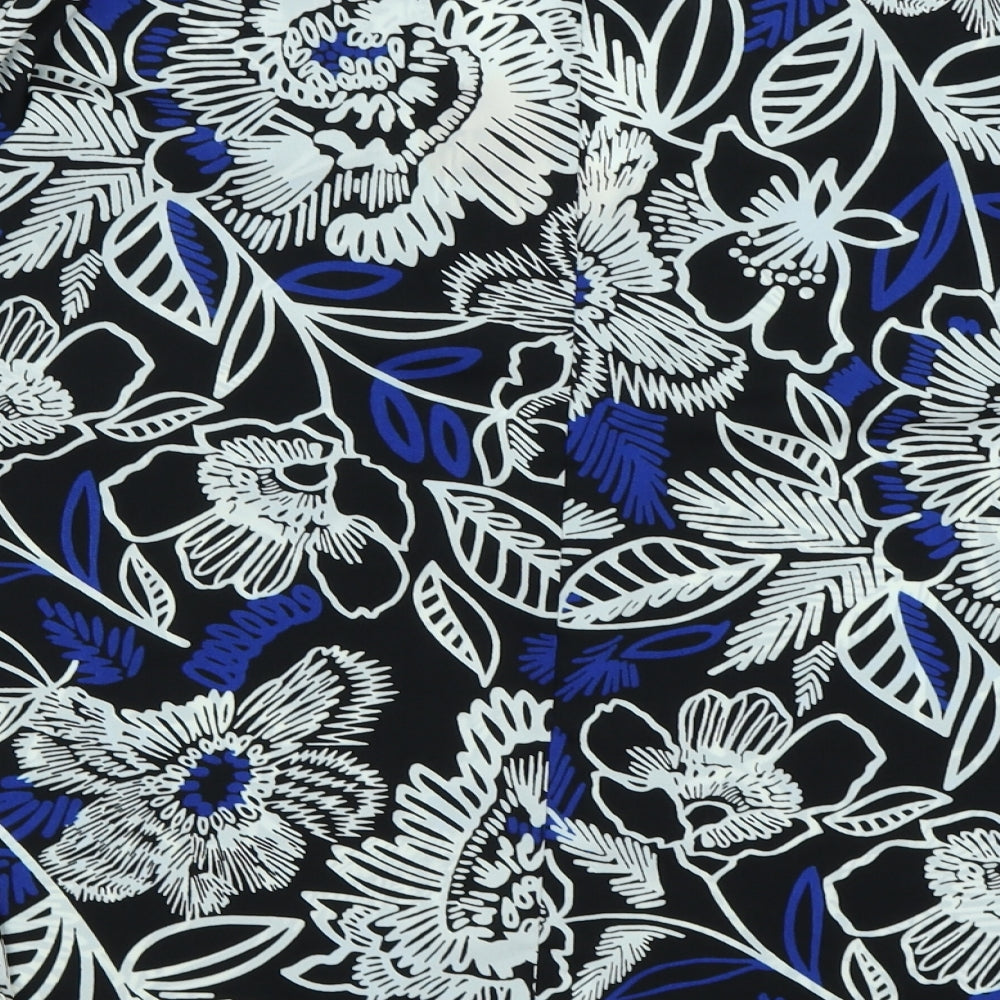 Papaya Womens Black Floral Basic Blouse Size 14