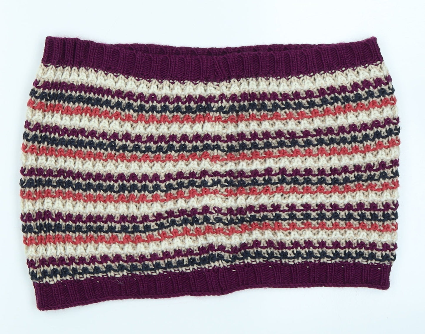 George Womens Purple Striped Knit Scarf