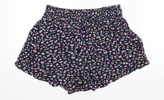 Peacocks Womens Blue Floral  Mom Shorts Size 8