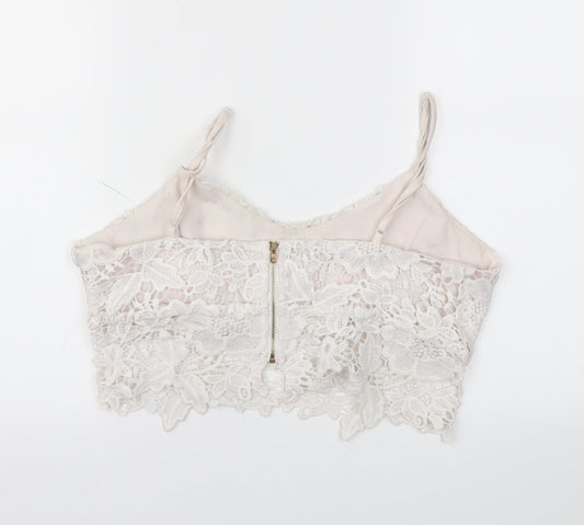 CAMEO ROSE Womens Ivory Cropped T-Shirt Size 12