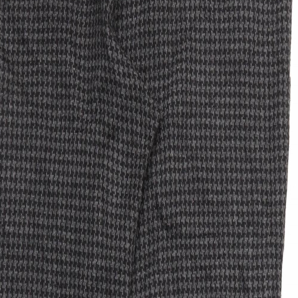M&S Womens Black Argyle/Diamond Trousers Size 14 L29 in