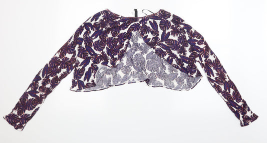 Divided by H&M Womens Purple Geometric Cropped T-Shirt Size L