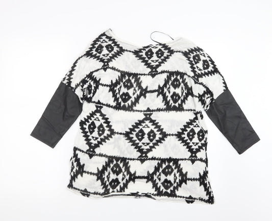 Divided by H&M Womens Black Geometric Knit Pullover Jumper Size S