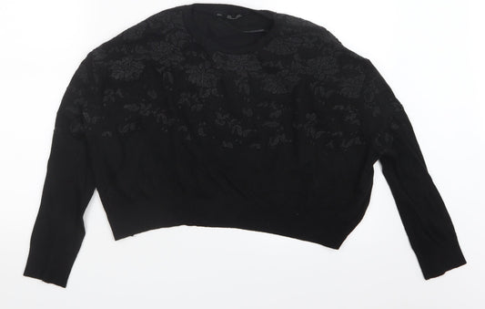 Zara Knit Womens Black Knit Pullover Jumper Size M