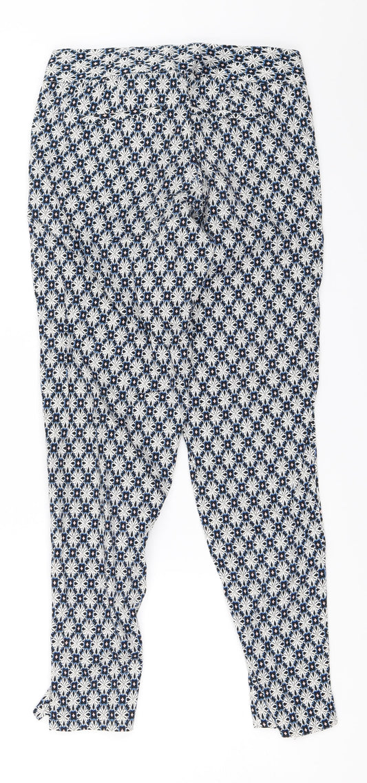 Warehouse Womens Black Geometric Capri Trousers Size 6 L27 in