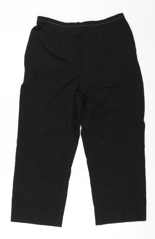 Womens UK Size 10 Bm Collection Regular Fit Cropped Black Trousers