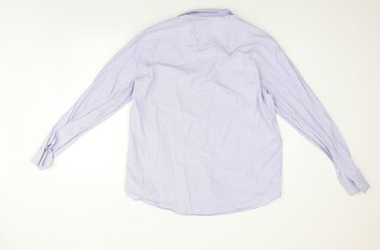 Taylor & Wright Mens Blue Striped Button-Up Size 16.5