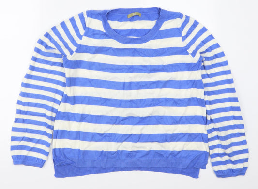 TU Womens Blue Striped Pullover Jumper Size 10