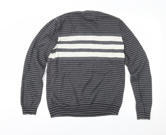 Gap Mens Grey Striped Pullover Jumper Size M