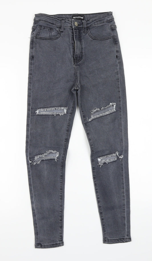 PRETTYLITTLETHING Womens Grey Skinny Jeans Size 6 L24 in