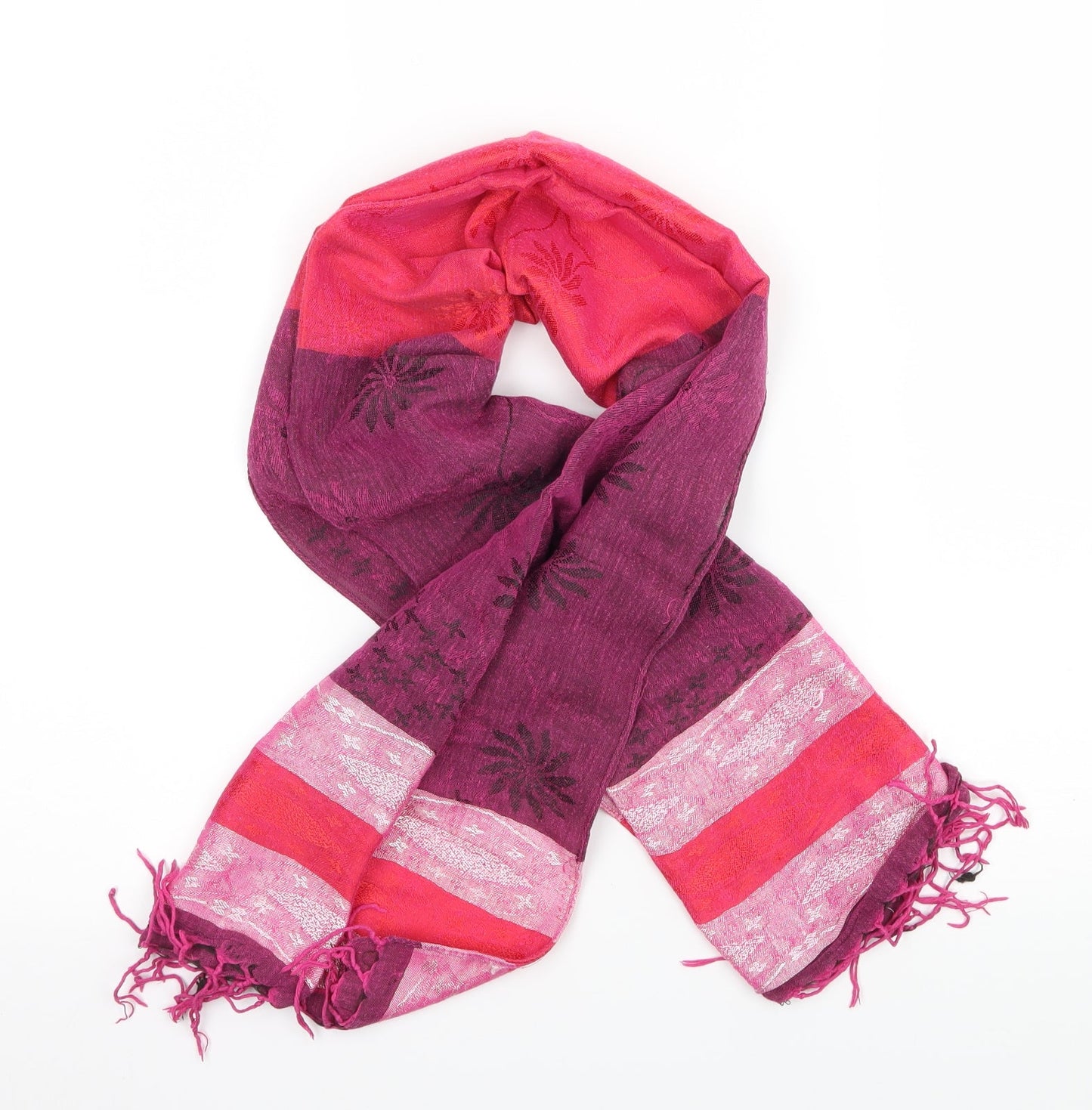 Preworn Womens Pink Striped Scarf