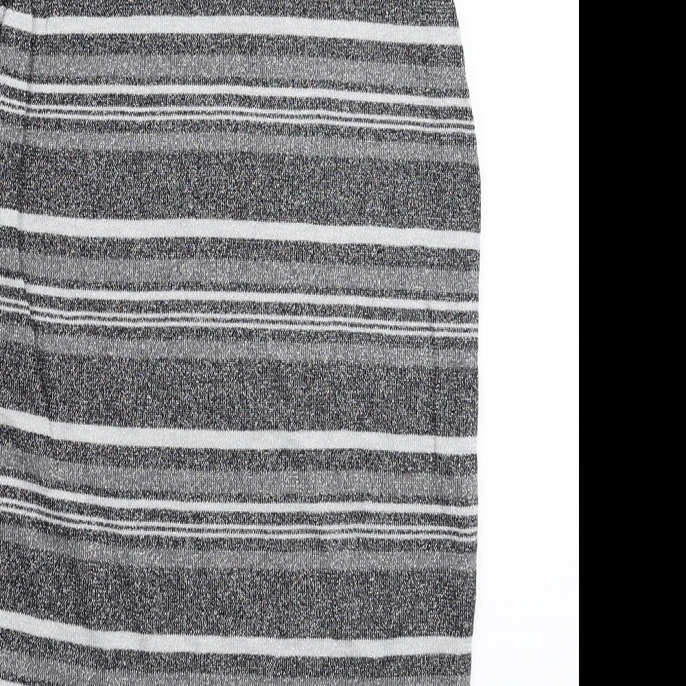 Peacocks Womens Silver Striped Knit Jumper Dress Size 10