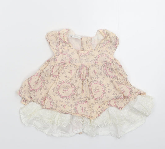 Rockabye-Baby Girls Beige Floral Shirt Dress Size 3-6 Months