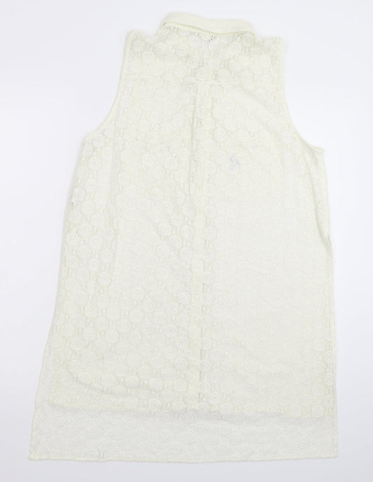 Womens UK Size 12 River Island White Basic Button-Up