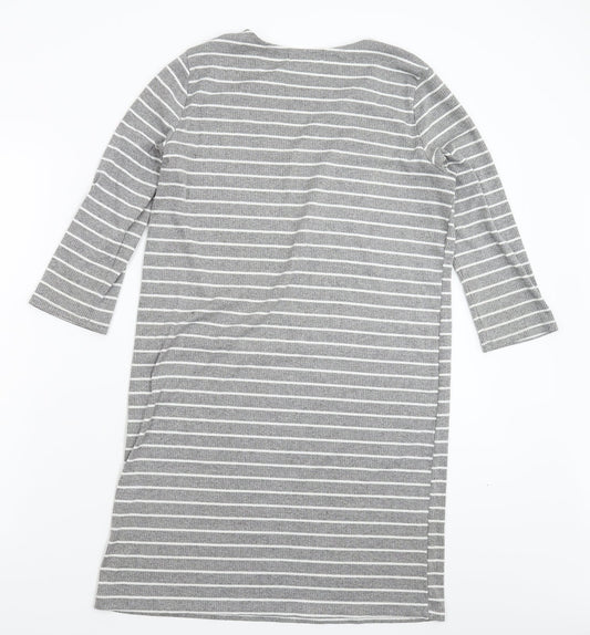 FOREVER 21 Womens Grey Striped Jumper Dress Size L