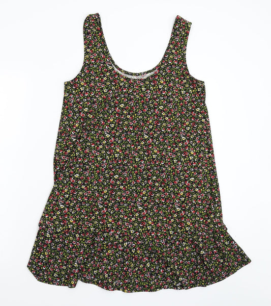 Mango Womens Black Floral Tank Dress Size S