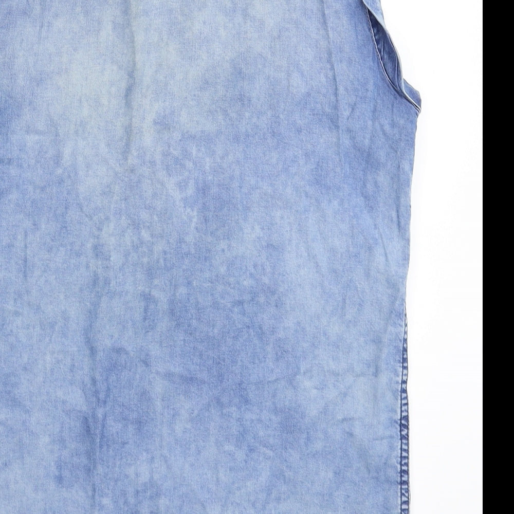 Denim & Co. Womens Blue Denim Basic Button-Up Size 8