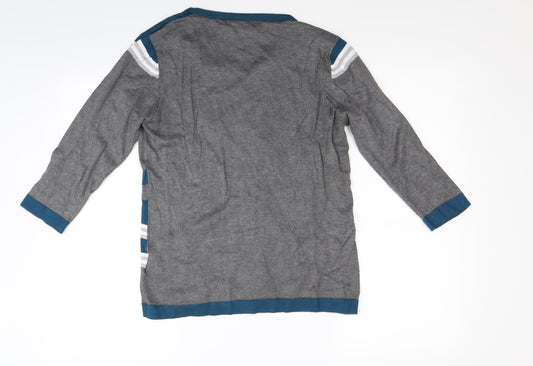 Paramour Womens Grey Striped Knit Pullover Jumper Size M