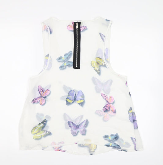 Cameo Rose Womens White Basic Tank Size 8 - Butterflies