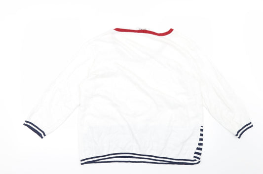 Womens UK Size 20 Afibel White Jersey Blouse