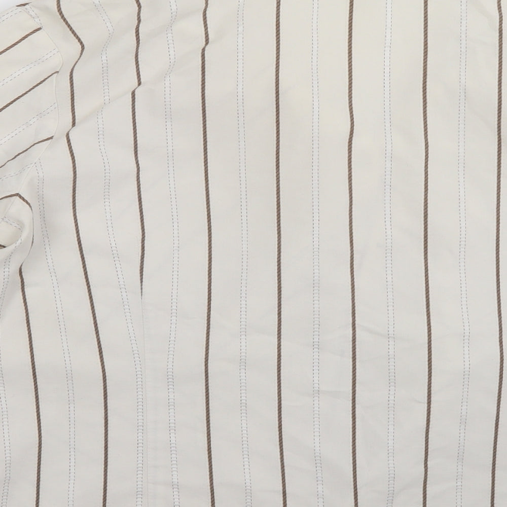 Papaya Womens Ivory Striped Basic Button-Up