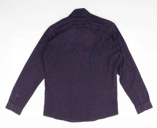 Cedar Wood State Mens Purple Check Button-Up Size 15.5