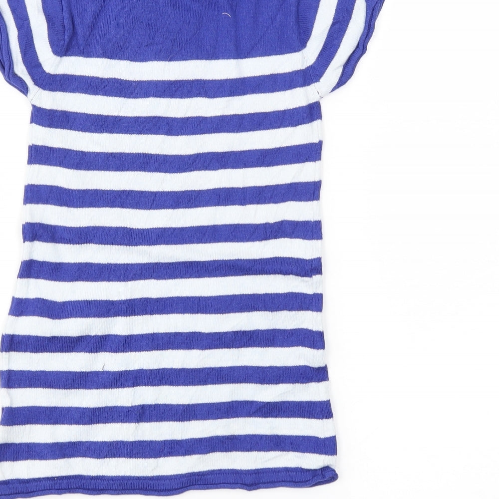 Preworn Girls Blue Striped Tunic Jumper Size 2 Years