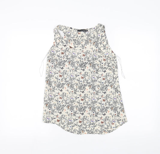 Atmosphere Womens White Floral Basic Tank Size 6
